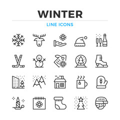 Winter line icons set. Modern outline elements, graphic design concepts, simple symbols collection. Vector line icons
