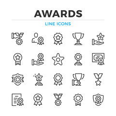 Fototapeta premium Awards line icons set. Modern outline elements, graphic design concepts, simple symbols collection. Vector line icons