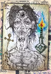 Foto op Canvas Sjamaan en ziener met alchemistische en esoterische symbolen © Rosario Rizzo