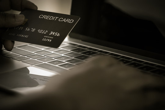 Beware Of Credit Card Numbers And Other Sensitive Information When You Are Shopping Online Using Web Browser Or Application. Because You May Be Hacked Those Information. Concept Of Credit Card Theft.