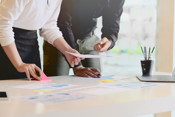 UX UI developer and designer planning layout responsive application mobile phone content.