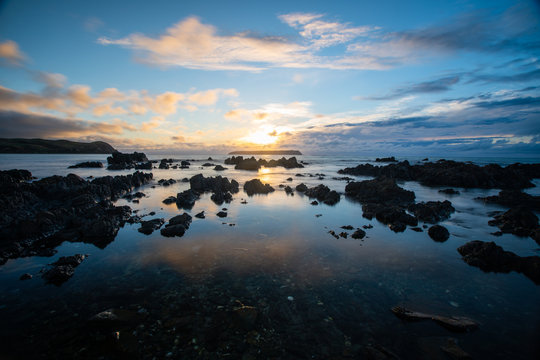 Sunset looking out at Mana Island New Zealand 1