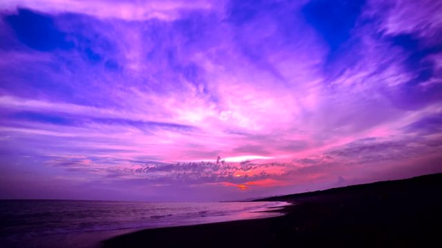 湘南海岸の夕焼け空のタイムラプス