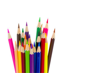 Color pencils isolated on white background with clipping path.Close up