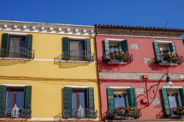 Fototapeta na wymiar Facade of colourful houses