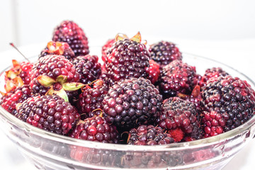 Mora berries. Diet. Close-up. On a white background.