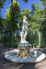 Statue from the collection of marble sculptures by Italian masters of the late XVII - early XVIII centuries in the Summer Garden in St. Petersburg