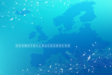 Big data visualization. Graphic abstract background communication. Perspective backdrop visualization. Analytical network complex. Vector illustration.