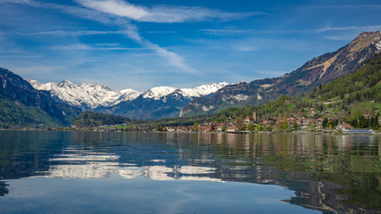 Fototapeta na wymiar Lake Water Reflection With Mountain View