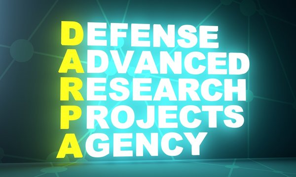Acronym DARPA - Defense Advanced Research Projects Agency. 3D rendering. USA administrative concept illustration