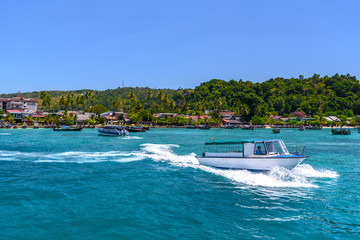 Boats and rocks, Phi Phi Don island, Andaman sea, Krabi, Thailan