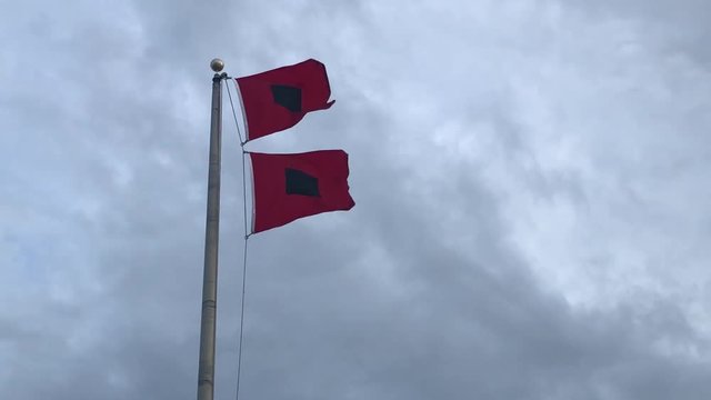 Hurricane flag waving in North Carolina
