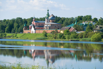 View of the Old Ladoga Nikolsky monastery in the July afternoon. Old Ladoga, Russia