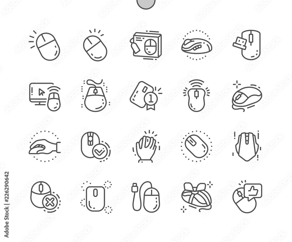 Poster computer mouse well-crafted pixel perfect vector thin line icons 30 2x grid for web graphics and app