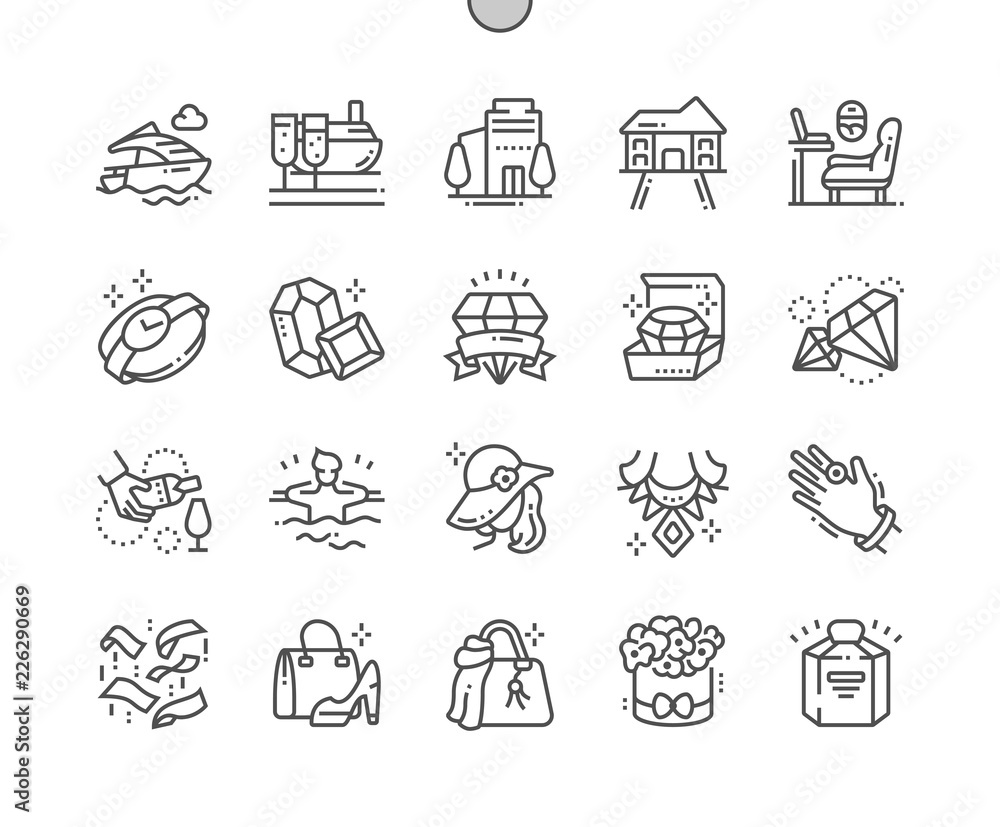 Poster luxury well-crafted pixel perfect vector thin line icons 30 2x grid for web graphics and apps. simpl