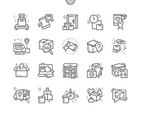 Delivery Well-crafted Pixel Perfect Vector Thin Line Icons 30 2x Grid for Web Graphics and Apps. Simple Minimal Pictogram