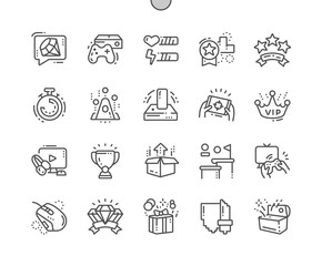 Video Games Well-crafted Pixel Perfect Vector Thin Line Icons 30 2x Grid for Web Graphics and Apps. Simple Minimal Pictogram