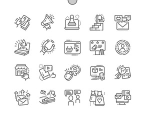 Marketing Well-crafted Pixel Perfect Vector Thin Line Icons 30 2x Grid for Web Graphics and Apps. Simple Minimal Pictogram