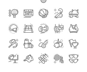 Sport Equipment Well-crafted Pixel Perfect Vector Thin Line Icons 30 2x Grid for Web Graphics and Apps. Simple Minimal Pictogram