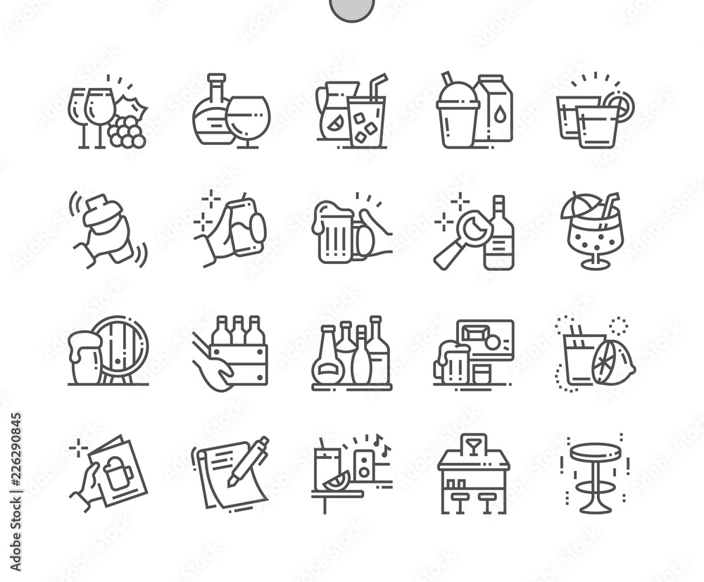 Poster bar well-crafted pixel perfect vector thin line icons 30 2x grid for web graphics and apps. simple m