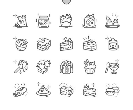 Desserts Well-crafted Pixel Perfect Vector Thin Line Icons 30 2x Grid for Web Graphics and Apps. Simple Minimal Pictogram