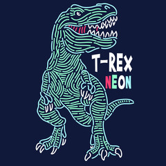 Hand drawn dinosaur vector design for t shirt printing