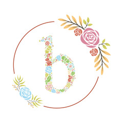 letter B initial with floral vector