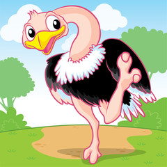 Ostrich cartoon, cute cartoon, cute animal