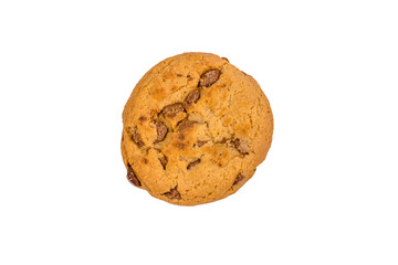 Fresh chocolate chip cookie isolated on white background