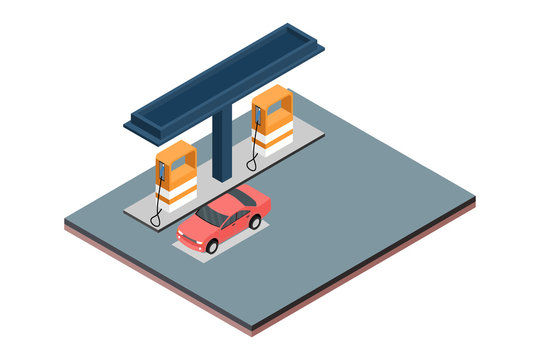 Isometric Gas filling station, Vector illustration