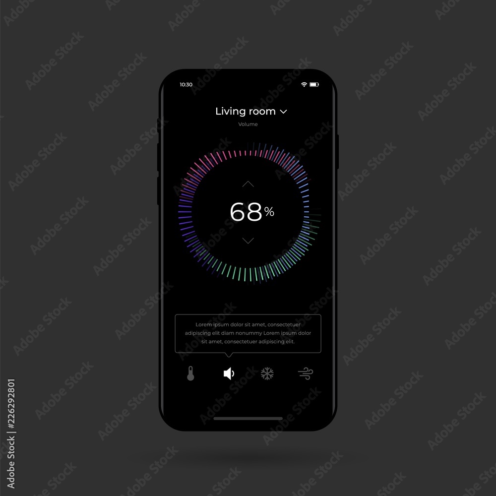 Poster dashboard ui and ux kit. control center design. temperature control in the room. eps 10.