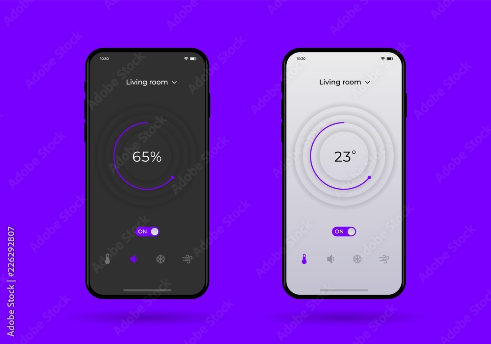 Poster dashboard ui and ux kit. control center design. temperature control in the room. eps 10.