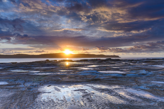 Atmospheric Sunrise Seascape before the Storm