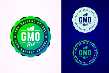 Gmo free vector badge for natural product. - obrazy, fototapety, plakaty
