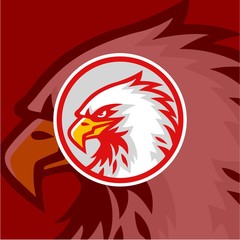 Eagle Head with Red Background Logo Vector Design, Sign, Icon, Template, Illustration