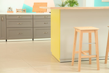 Modern kitchen interior with stylish furniture