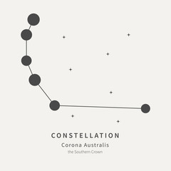 The Constellation Of Corona Australis. The Southern Crown - linear icon. Vector illustration of the concept of astronomy.