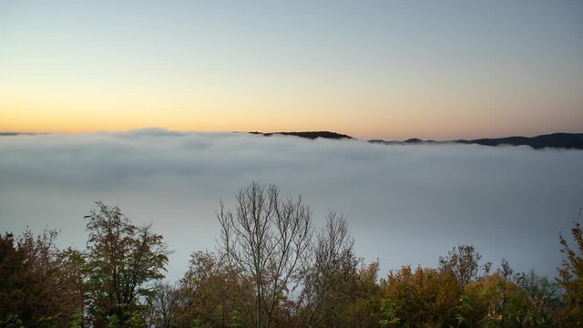 Morning view from the german village Waldeck near of the lake Edersee