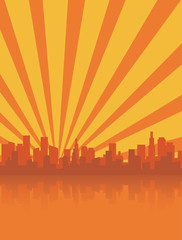 Orange city skyline silhouette