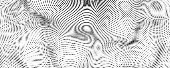 Array with Dynamic Particles. Futuristic technology style. Texture. Vector illustration with particle. 3D grid surface.