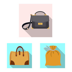 Vector illustration of suitcase and baggage sign. Collection of suitcase and journey stock vector illustration.