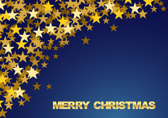 Festive horizontal Christmas background with copy space. Text and golden stars