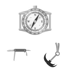 Isolated object of mountaineering and peak icon. Set of mountaineering and camp stock vector illustration.