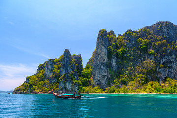 Rocks cliffs in the sea, Ko Yung island, Phi Phi, Andaman sea, K