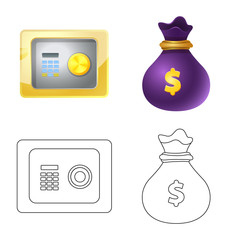 Vector design of bank and money sign. Collection of bank and bill stock symbol for web.