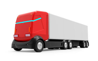 self-driving truck futuristic red