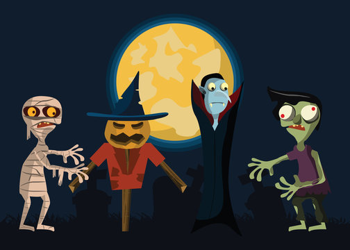 monster in halloween vector illustration 