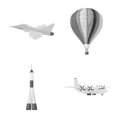 Vector design of plane and transport icon. Set of plane and sky stock vector illustration.