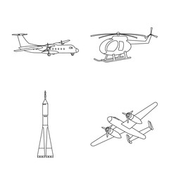 Isolated object of plane and transport logo. Collection of plane and sky stock vector illustration.