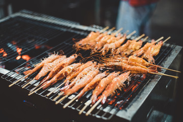 Street food at night in Vietnam | Ember stove in the winter night |